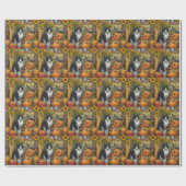 Papier Cadeau Tuxedo Chat récolte d'automne Thankgiving (Plat)