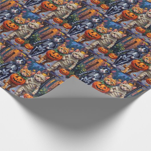 Papier Cadeau Tuxedo Chats Trick-or-Treating in Halloween Costum (Coin)
