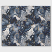 Papier Cadeau Twilight Navy bleu et gris avec l'or antique (Plat)