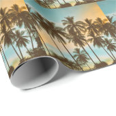 Papier Cadeau Twilight Tropical : Cocout Palm Silhouette (Coin rond)