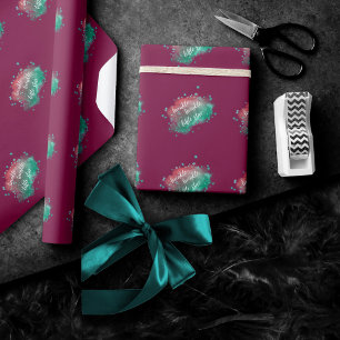 Papier Cadeau Twinkle Little Star   Vert menthe rose gras