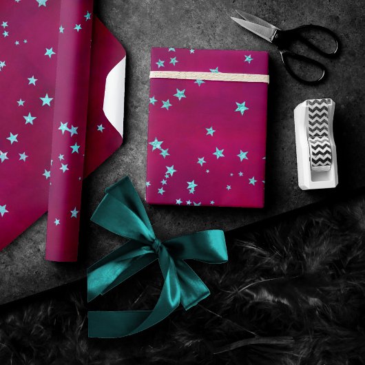 Papier Cadeau Twinkle Little Star | Vert menthe rose gras