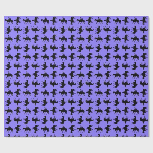 Papier Cadeau Two Cowboys on Horseback Silhouettes - Periwinkle  (Plat)