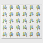 Papier Cadeau Two cute bleu et green Budgies (Plat)