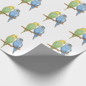 Papier Cadeau Two cute bleu et green Budgies (Coin)
