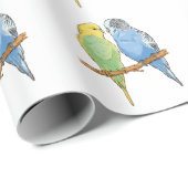 Papier Cadeau Two cute bleu et green Budgies (Coin rond)
