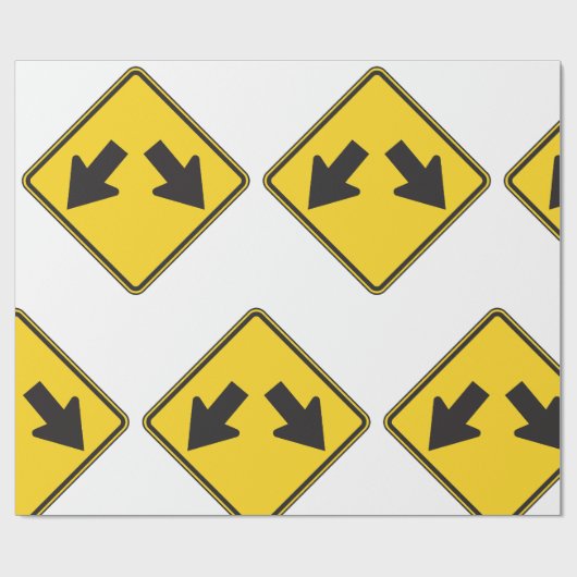 Papier Cadeau Two Downward Arrows Warning Road Sign (Plat)