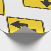 Papier Cadeau Two Downward Arrows Warning Road Sign (Coin)