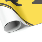 Papier Cadeau Two Downward Arrows Warning Road Sign (Coin rond)