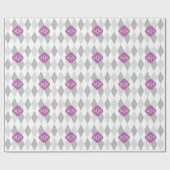 Papier Cadeau Two Gray Wht Harlequin Orchid 3 Monogram initial (Plat)