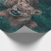 PAPIER CADEAU TWO LIONESS ON GREEN PLANTS (Coin)