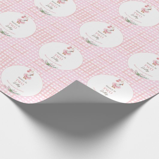 Papier Cadeau Two Silly Goose 2e Anniversaire Rose (Coin)