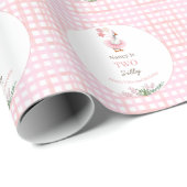 Papier Cadeau Two Silly Goose 2e Anniversaire Rose (Coin rond)