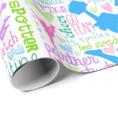 Papier Cadeau Typographie Cheerleading en pastel de mots (Coin rond)