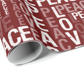 Papier Cadeau Typographie d'amour de paix (Coin rond)