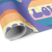 Papier Cadeau Typographie D'Amour Rétro Sur Les Rayures De Couch (Coin rond)