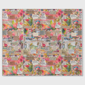 Papier Cadeau Typographie de collage de papier floral Médias mix (Plat)