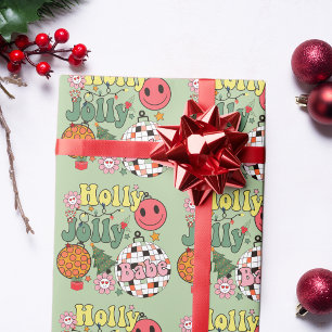 Papier Cadeau Typographie de Holly Jolly Babe Retro 70's