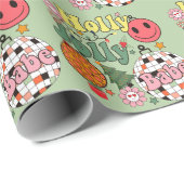 Papier Cadeau Typographie de Holly Jolly Babe Retro 70's (Coin rond)
