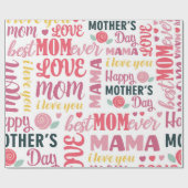 Papier Cadeau Typographie de la fête des mères (Plat)