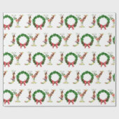 Papier Cadeau Typographie de la joie de Noël vert rouge (Plat)