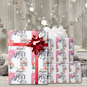 Papier Cadeau Typographie de la paix Noël Gnomes Fêtes