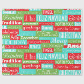 Papier Cadeau Typographie de la saison des fêtes (Plat)