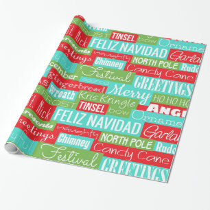 Papier Cadeau Typographie de la saison des fêtes