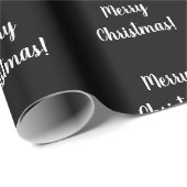 Papier Cadeau Typographie de Noël noir et blanc (Coin rond)