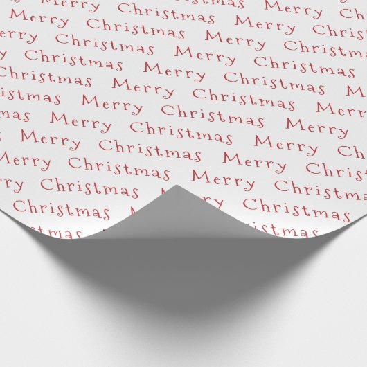 Papier Cadeau Typographie de Noël rouge foncé sur blanc (Coin)