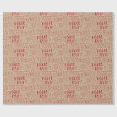 Papier Cadeau Typographie de Noël Rouge moderne Paix Amour (Plat)