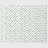 Papier Cadeau Typographie de Noël Vert foncé sur blanc (Plat)