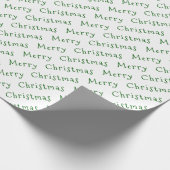 Papier Cadeau Typographie de Noël Vert foncé sur blanc (Coin)