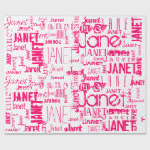 Papier Cadeau Typographie de nom personnalisée Rose chaud (Plat)
