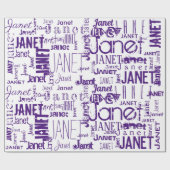 Papier Cadeau Typographie de nom personnalisée violet (Plat)