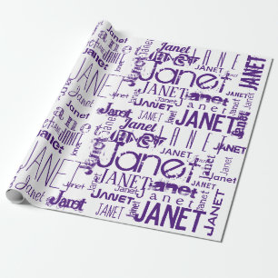 Papier Cadeau Typographie de nom personnalisée violet