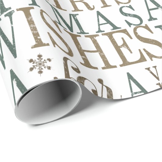 Papier Cadeau Typographie de souhaits chauds Rouge/Vert ID589 (Coin rond)