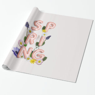 Papier Cadeau Typographie du PRINTEMPS à la mode Rose