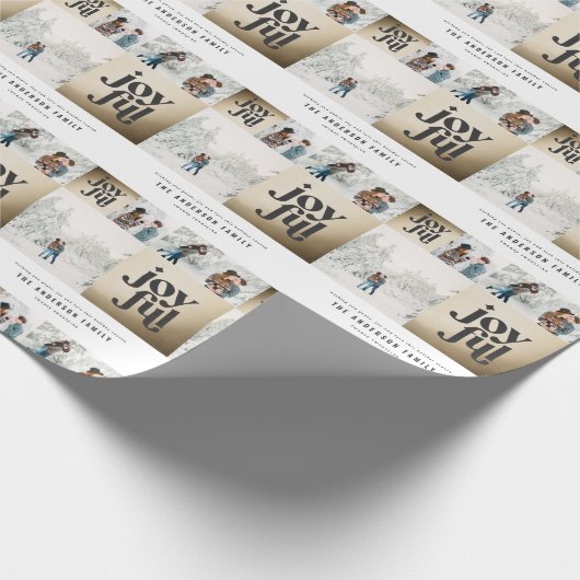 Papier Cadeau Typographie géométrique moderne joyeux or noël (Coin)