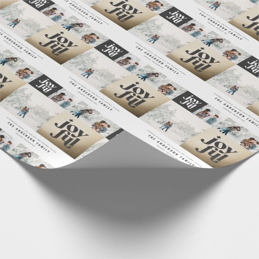 Papier Cadeau Typographie géométrique moderne joyeux or noël (Coin)