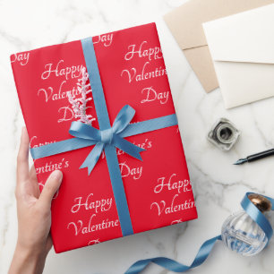 Papier Cadeau Typographie Heureuse Sainte-Valentin rouge
