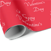 Papier Cadeau Typographie Heureuse Sainte-Valentin rouge (Coin rond)