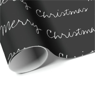 Papier Cadeau Typographie minimaliste Joyeux Noël noir blanc