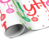 Papier Cadeau Typographie moderne de Holly Jolly (Coin rond)