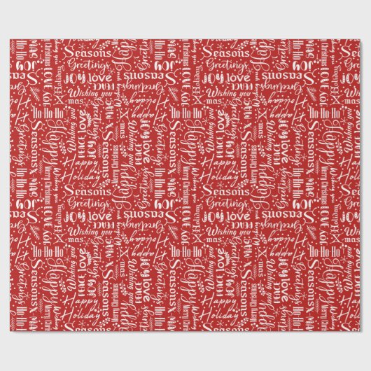 Papier Cadeau Typographie moderne de Noël Rouge (Plat)