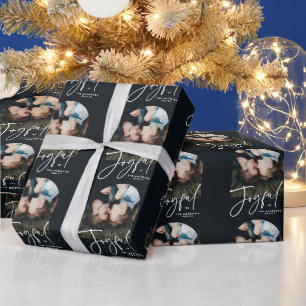 Papier Cadeau Typographie moderne élégante à la mode noir joy