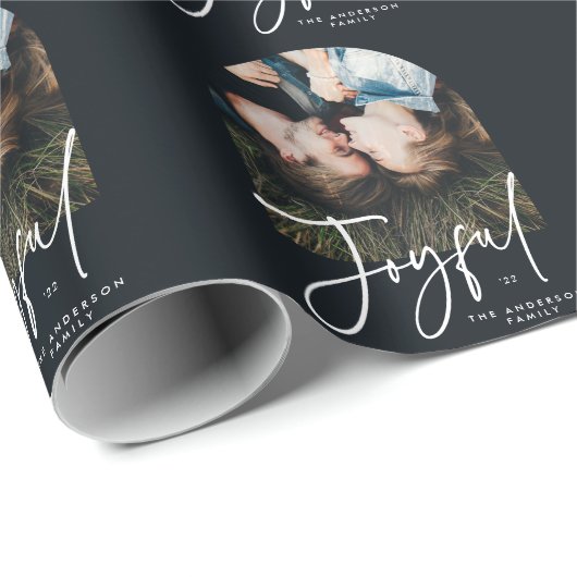 Papier Cadeau Typographie moderne élégante à la mode noir joyeus (Coin rond)