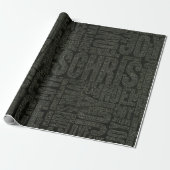 Papier Cadeau Typographie moderne noir et blanc pour cadeau de N (Déroulé)