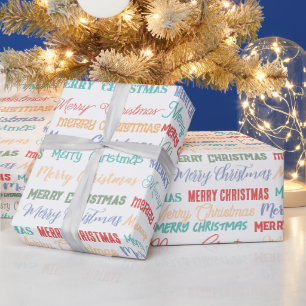 Papier Cadeau Typographie moderne simple et colorée Joyeux Noël