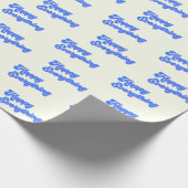 Papier Cadeau Typographie rétro Bleu brillant Happy Tout (Coin)